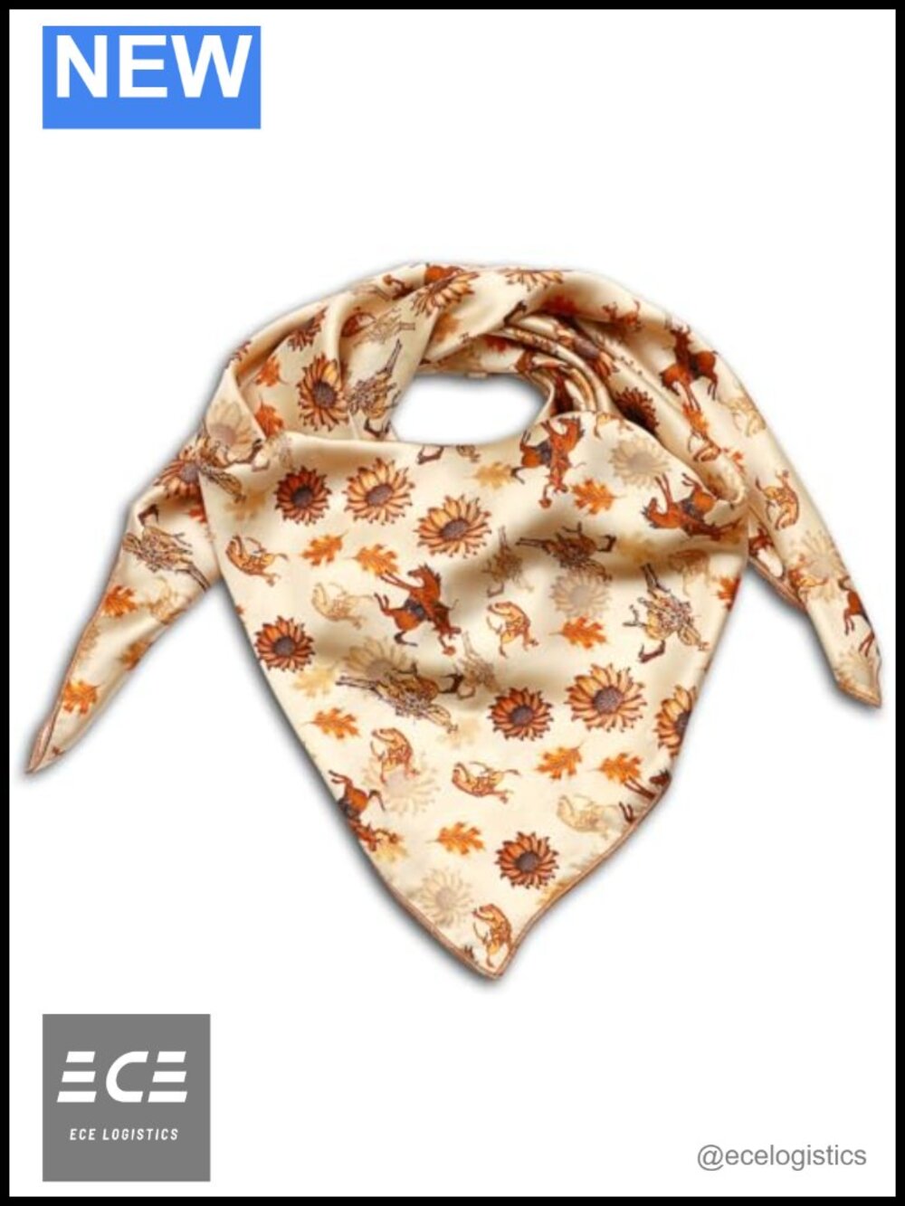 Silk Blend Western Bronco Pattern Wild Rag Bandana Scarf 36x36